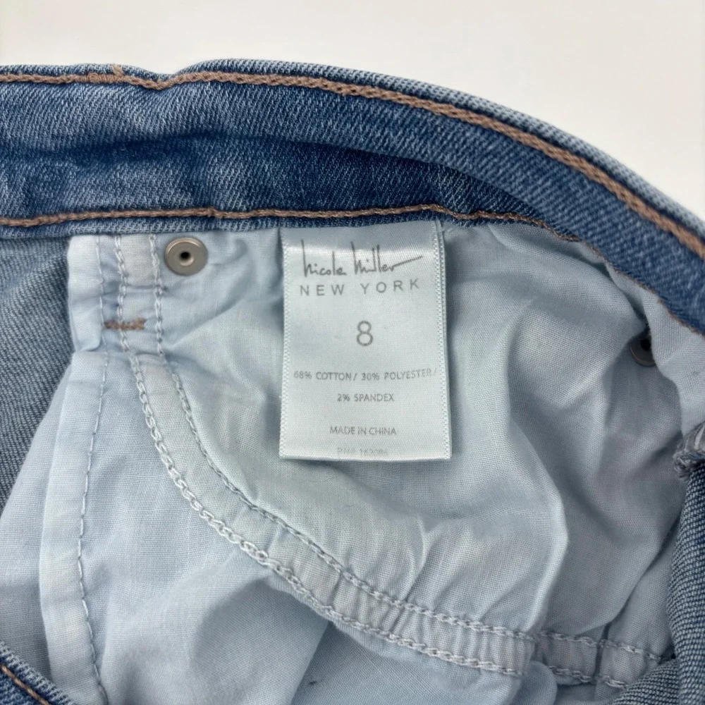 Nicole Miller Soho Jeans Women 8 Blue Distressed‎ High Rise Ankle Skinny Boho